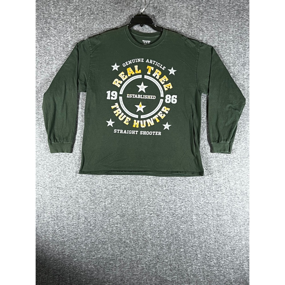 Realtree Men XL Long Sleeve Graphic Tee Green True Hunter Straight Shooter Shirt